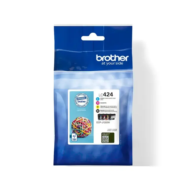 Brother LC424 Γνήσιο Πακέτο 4 Μελανιών Εκτυπωτή InkJet Κίτρινο / Κυανό / Ματζέντα / Μαύρο (LC-424VAL)