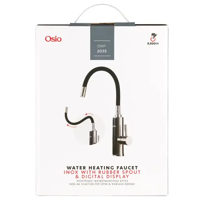 Osio OHF-2035 Ταχυθερμαντήρας Βρύσης Πάγκου Inox 3300W με Οθόνη 3