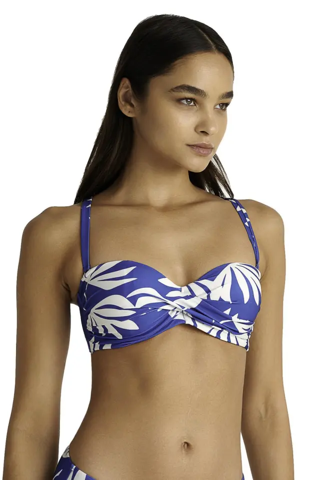Strapless μαγιό με λουλούδια cup D