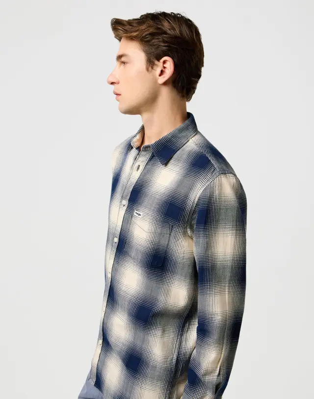 Wrangler Ανδρικό Πουκάμισο Καρό 112371651 – Dusty Blue - S 3