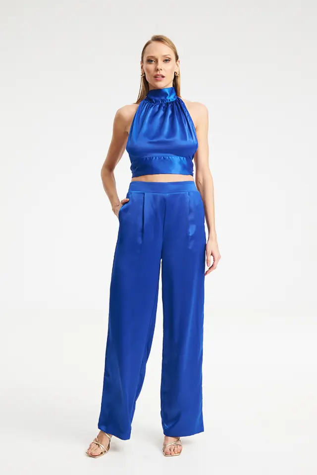 Satin Παντελόνι Ψηλόμεσο με Φαρδιά Γραμμή CORS TROUSERS - XS