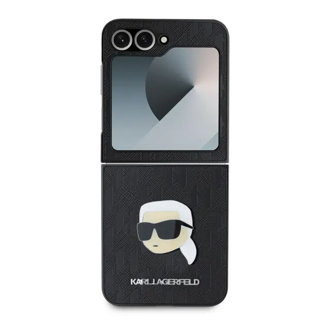 Karl Lagerfeld PU Saffiano Monogram Karl Head Case for Samsung Galaxy Z Flip 6/7 FE Black 2