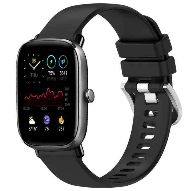 Silver Buckle Λουράκι για Smartwatch 20mm-Black OEM