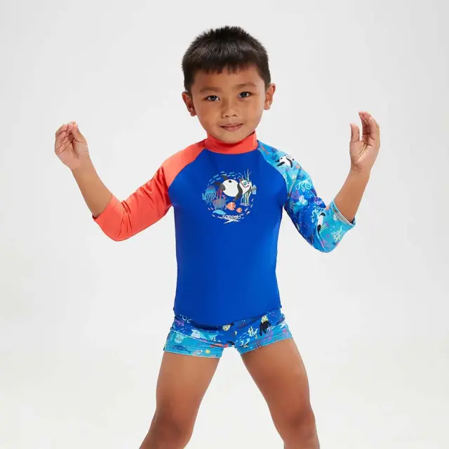 Speedo Boy's Long Sleeve Prented UV Protection Rash Top Μπλε 800323615163 (Speedo)