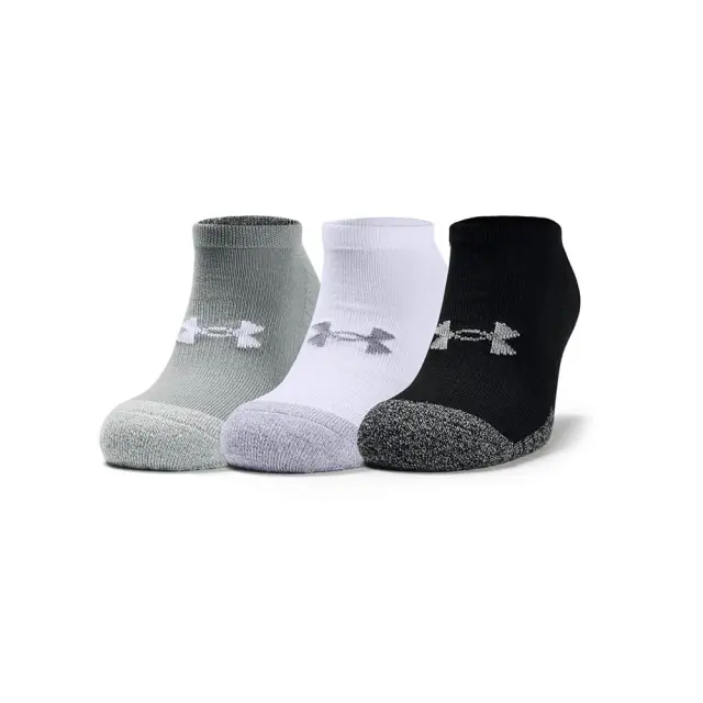 Under Armour Youth Unisex Heatgear 3 Pack No Show Socks Μαύρο - Άσπρο - Γκρι 1375584-035 (Under Armour) - Medium