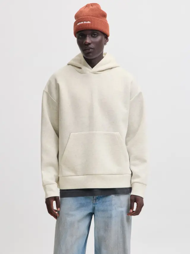 JJEBARRON SWEAT HOOD NOOS - White Melange 2