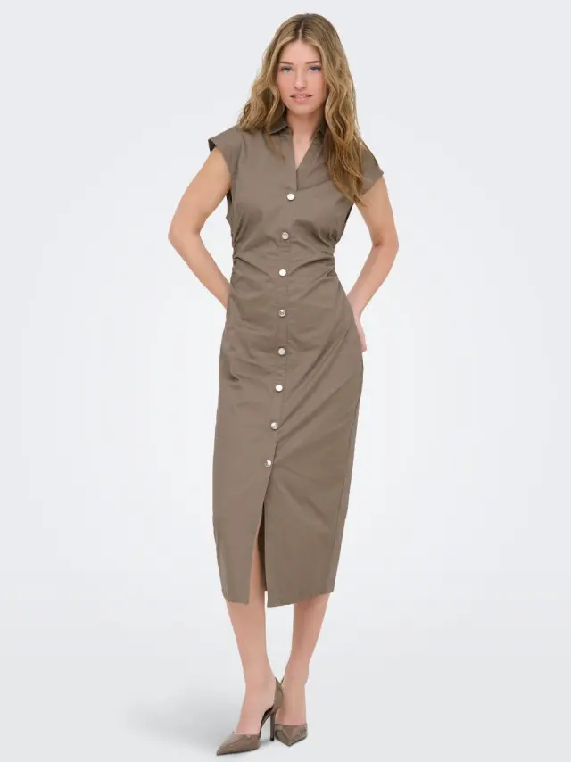 ONLY ONLBABE-ZORA Μίντι Φόρεμα με Cap Sleeve Καφέ 3