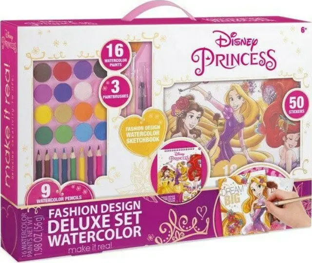 Make It Real Ζωγραφική Watercolor Disney Princess Fashion για Παιδιά 6+ Ετών 2