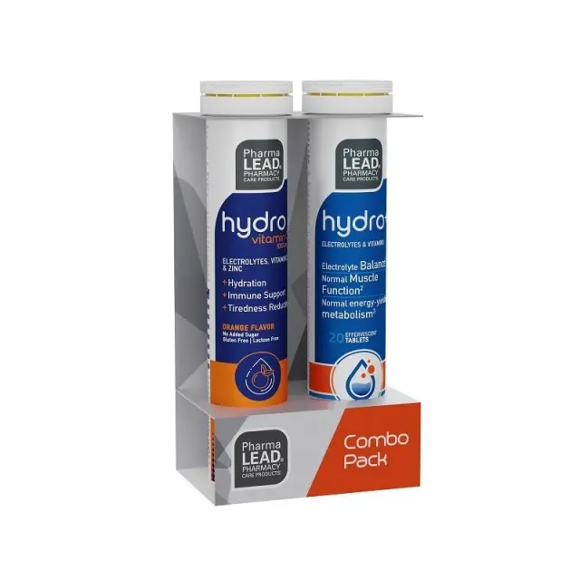 Pharma Lead 1+1 Pharmalead Hydro Vitamin C-Συμπλήρωμα Διατροφής με Ηλεκτρολύτες & Βιταμίνη C, 20 Αναβράζοντα Δισκία & Hydro+ Συμπλήρωμα Διατροφής με Ηλεκτρολύτες, 20 Αναβράζοντα Δισκία