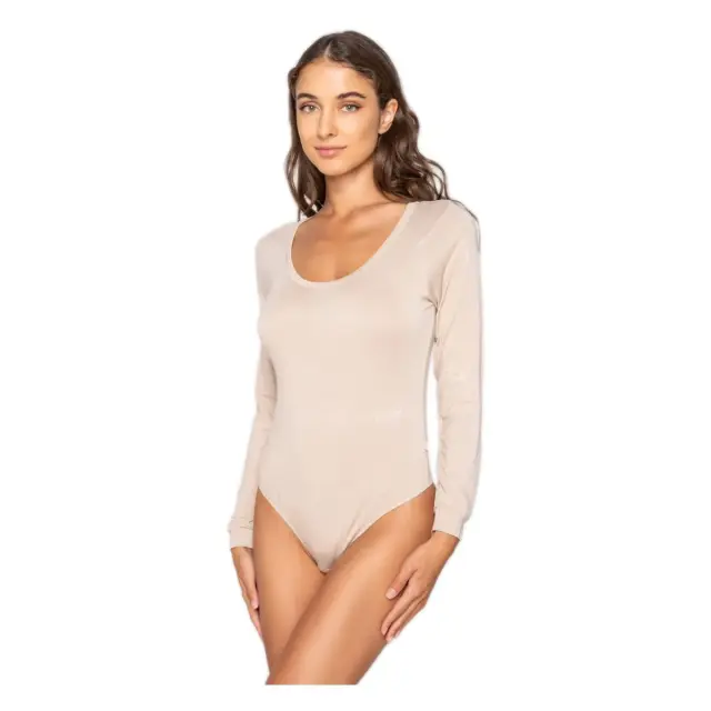 Luna Γυναικείο Κορμάκι String Μακρύ Μανίκι Micro Touch Comfort, Χρώμα Μπεζ 3