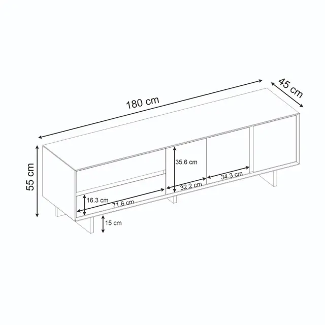 Έπιπλο τηλεόρασης Capri Megapap χρώμα sapphire oak 180x45x55εκ. 2