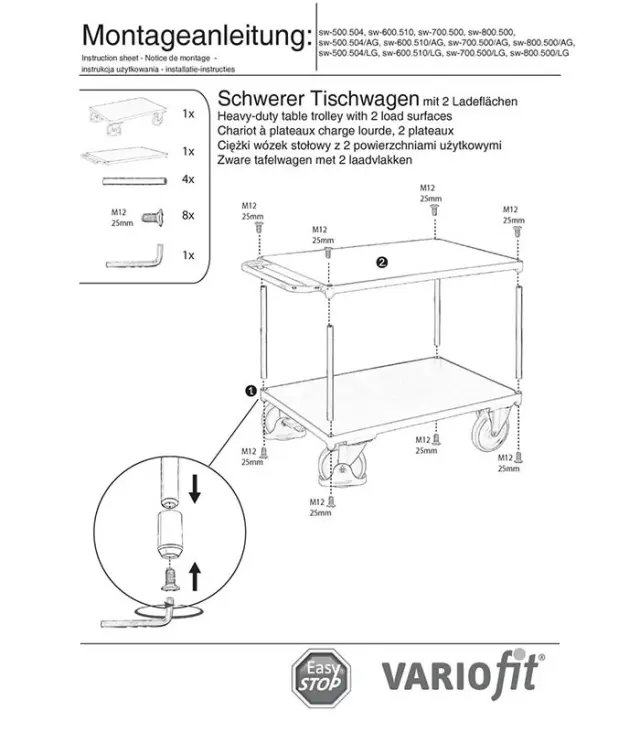 Variofit sw-500.504 Τρόλεϊ Μεταφοράς Βαρέως Τύπου 2 Επιπέδων για Φορτίο Βάρους ως 400kg 2