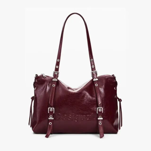 Desigual - Γυναικεία Τσάντα Ώμου / Χιαστί Lanuza Half Logo 26WAXP55-3032 Δαμασκηνί