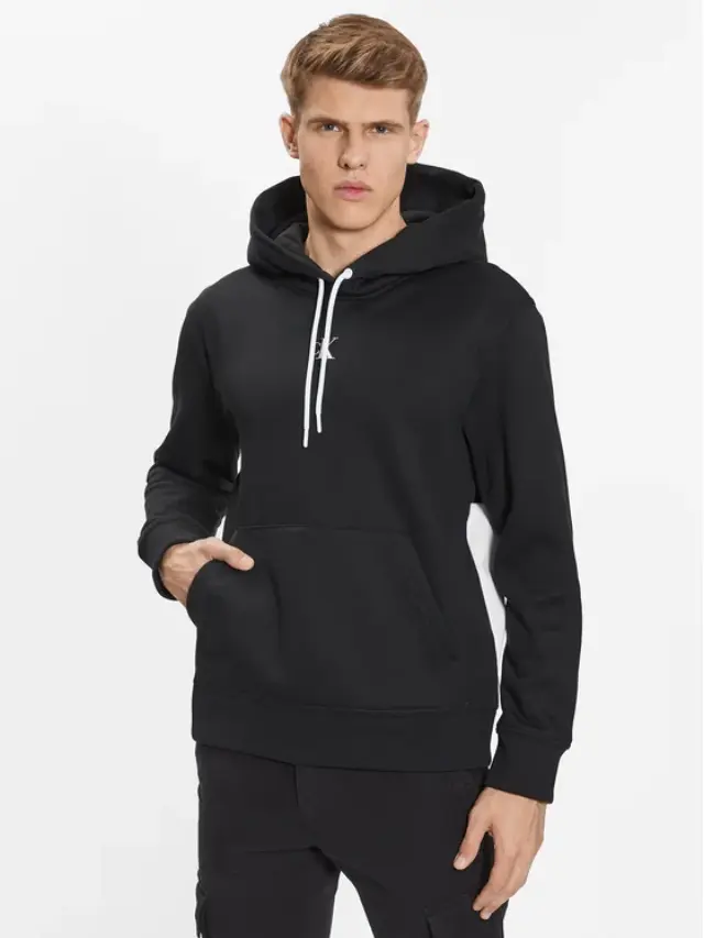 Calvin Klein - Ανδρικό Φούτερ με Κουκούλα J30J323435-BEH Μαύρο - XL
