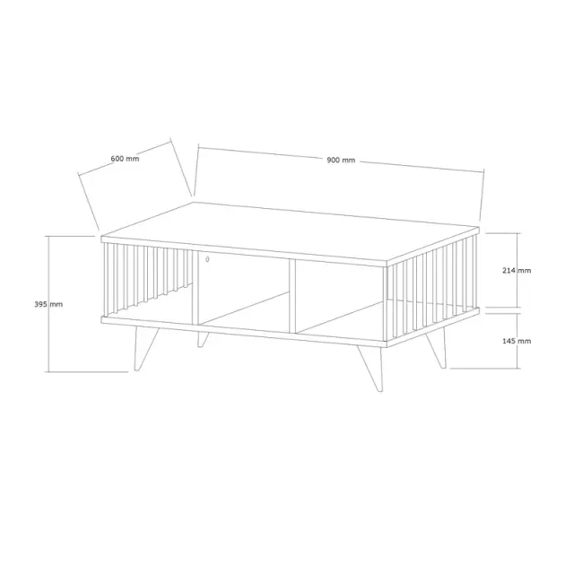 Τραπέζι σαλονιού Pena pakoworld sonoma με μαύρο 90x60x39,5εκ 2