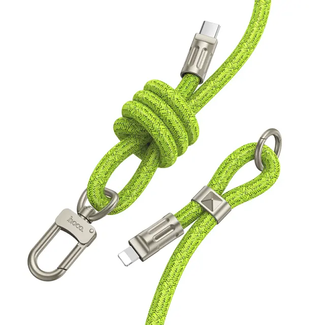 Καλώδιο Φόρτισης/Λουράκι Λαιμού Hoco GH7 USB-C to Lightning PD20W Braided Πράσινο 1.8m