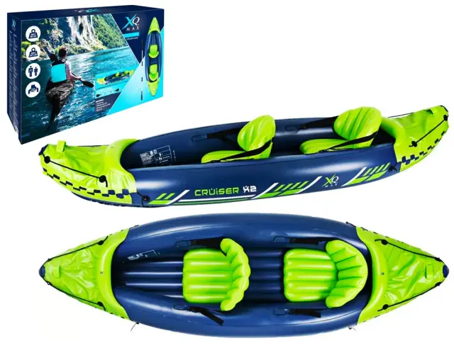 Σετ φουσκωτό κανό καγιάκ XQMAX Cruiser X2 2 θέσεων, με διπλό κουπί, αντλία χειρός και σχοινί ασφαλείας, 308x91x51cm 8EY000040