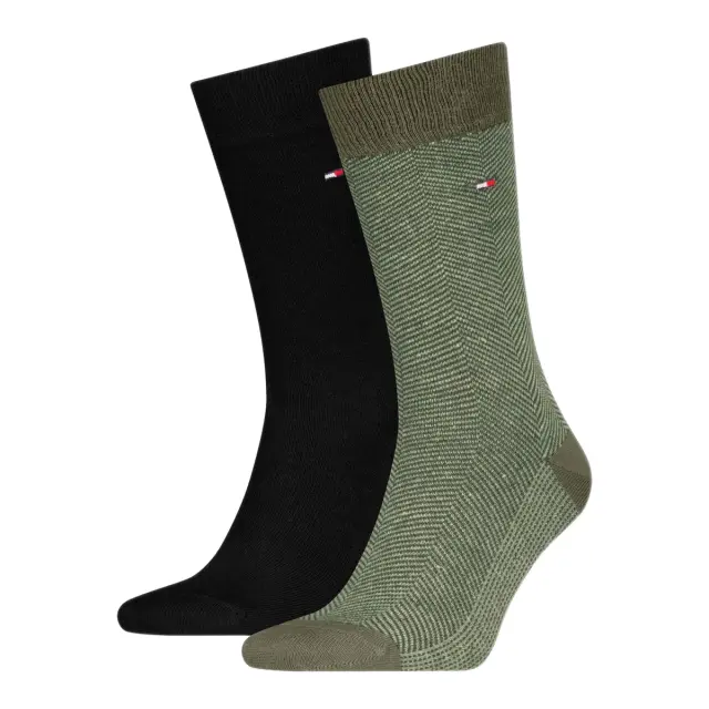 Tommy Hilfiger Ανδρικές Κάλτσες Nappy Herringbone - 2 Ζεύγη, Χρώμα Army Green - 39-42