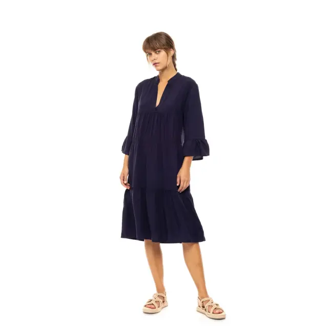 Beachwear Midi Solid BN-294 Yacht Blue Pink Label Beachwear - XL