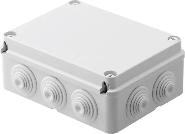 JUNCTION BOX WITH PLAIN SCREWED LID - IP55 - INTERNAL DIMENSIONS 190X140X70 - WALLS WITH CABLE GLANDS - GREY RAL 7035