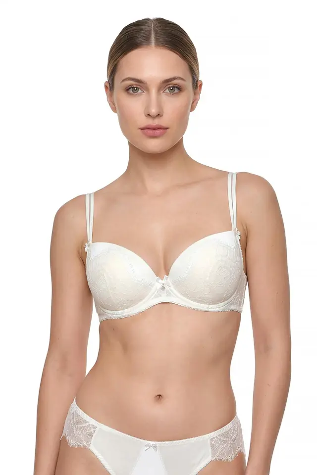 Miss Rosy Σουτιέν Push Up Ενίσχυση Σατέν Και Δαντέλα Ιβουάρ 2