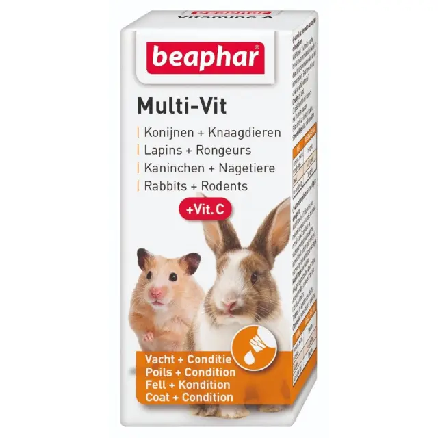 Beaphar Multi-Vit Πολυβιταμίνες Συμπλήρωμα Διατροφής για Ενίσχυση Υγείας & Δέρματος Τρωκτικών με Βιταμίνη C 20ml