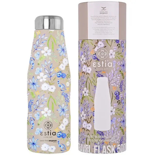 Estia ΘΕΡΜΟΣ TRAVEL FLASK SAVE THE AEGEAN 500ml SYMPHONY TAUPE