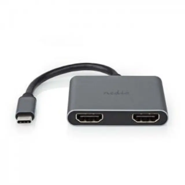 Σταθμός σύνδεσης USB 3.2 Gen 1x1, USB Type-C αρσ. σε 2xHDMI θηλ., με ενσωματωμένο καλώδιο 0.10m. 2