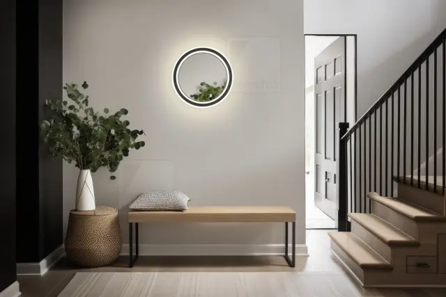 Φωτιστικό Καθρέπτης LED SAO Τοίχου & Οροφής Ø420 Mat Black 40W Dimmable Μαύρο 3