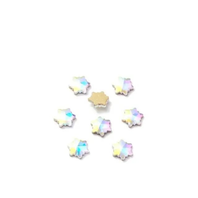 Glass Rhinestone για Κόλλα Crystal AB Snowflake 6mm - 15τεμ