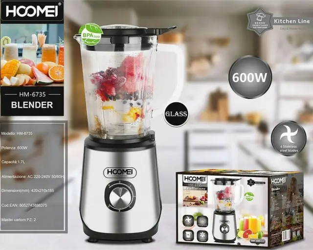 Hoomei HM-6735 Μπλέντερ 1.7lt 600W Inox 2