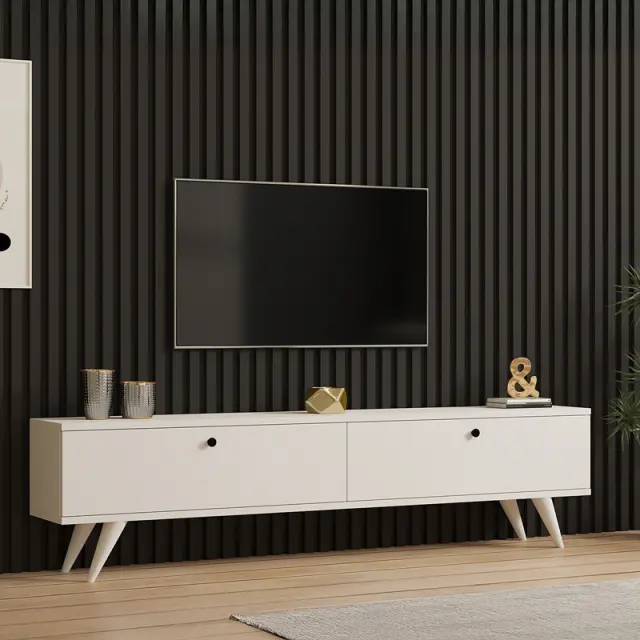 Έπιπλο τηλεόρασης Jate pakoworld σε λευκή απόχρωση 160x25x40εκ 2