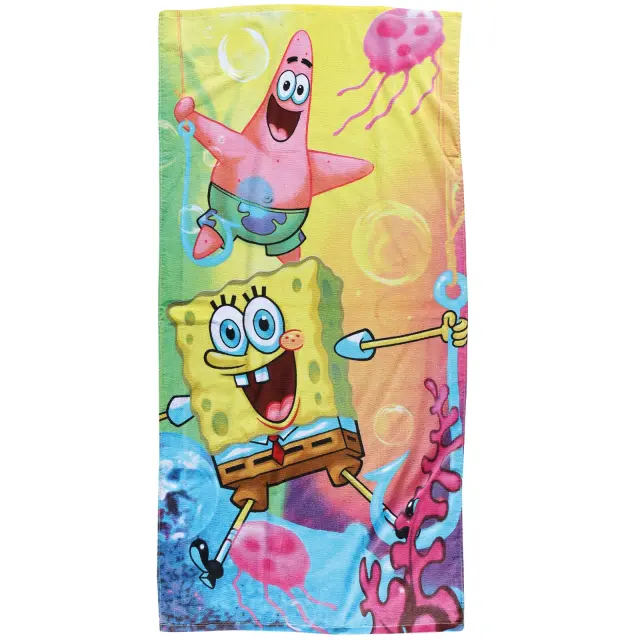 Πετσέτα Θαλάσσης 70Χ140 Παιδική Cotton Das Home Spongebob 5867 Σιέλ-Κίτρινο-Ροζ