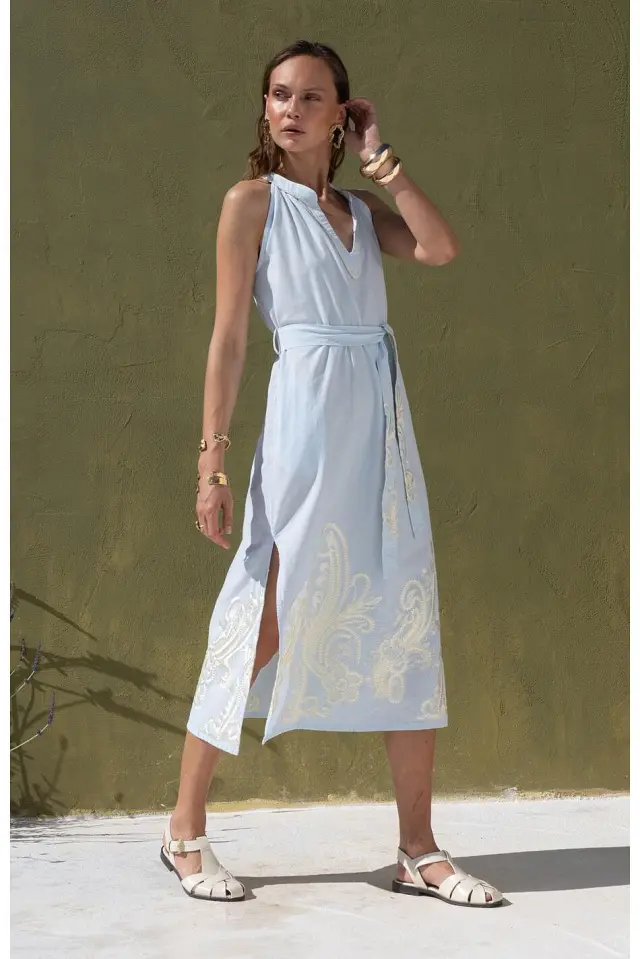 NEMA RESORT WEAR MIDI DRESS (15107N265-CIEL) - M 2
