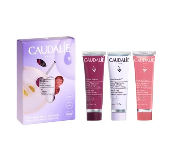 Caudalie Set Moisturizing Hand Cream Trio The des Vignes Hand + Nail Repair Cream 30ml + Vinotherapist Hand + Nail Repair Cream 30ml + Rose de Vigne Hand + Nail Repair Cream 30ml