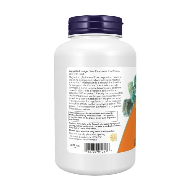 Now Foods Magnesium Glycinate with BioPerine® 180 Capsules 3