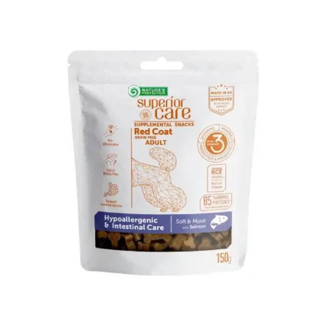 Nature s Protection Superior Care Grain Free Red Coat Hypoallergenic & Intestinal Care Salmon Λιχουδιές Σκύλου με Σολομό 150gr