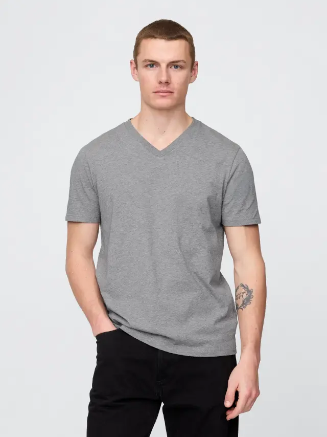 Γκρι Μπλούζα Classic με V-λαιμόκοψη Heather grey - S
