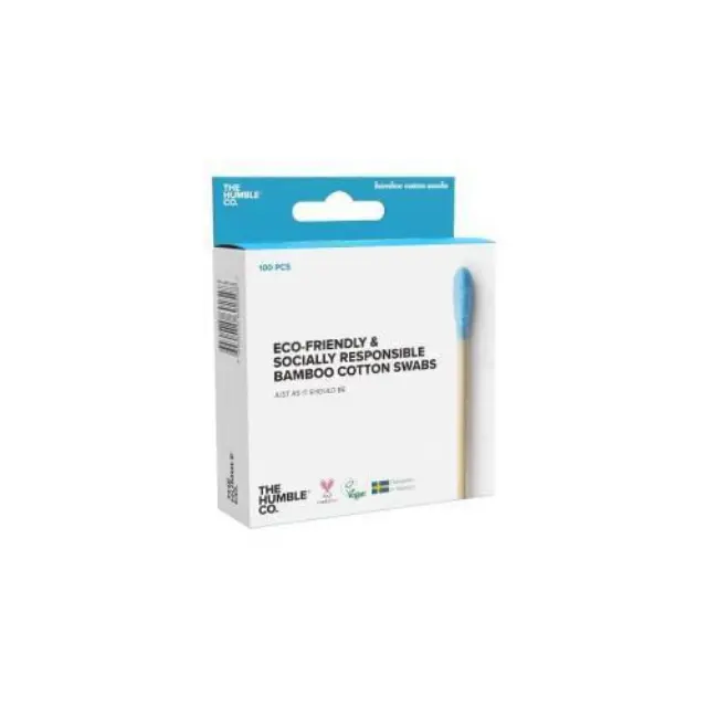 The Humble Co. Natural Cotton Swabs Blue Μπατονέτες από Μπαμπού Μπλε, 100τμχ
