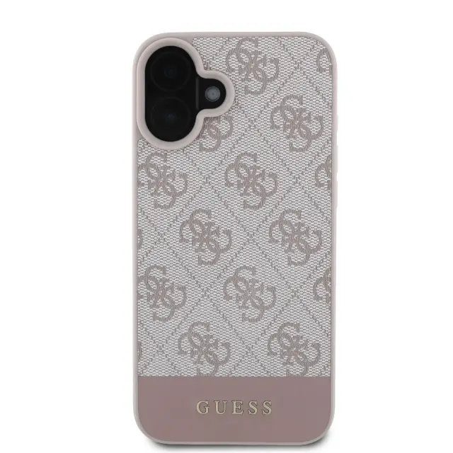 Guess PU 4G Stripe Case for iPhone 16 Pink 3
