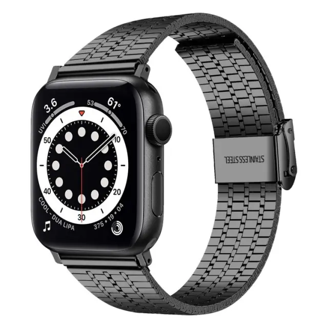 Μεταλλικός Μπρασελές Seven-beads για Apple Watch 44/45/46/49mm-Black OEM
