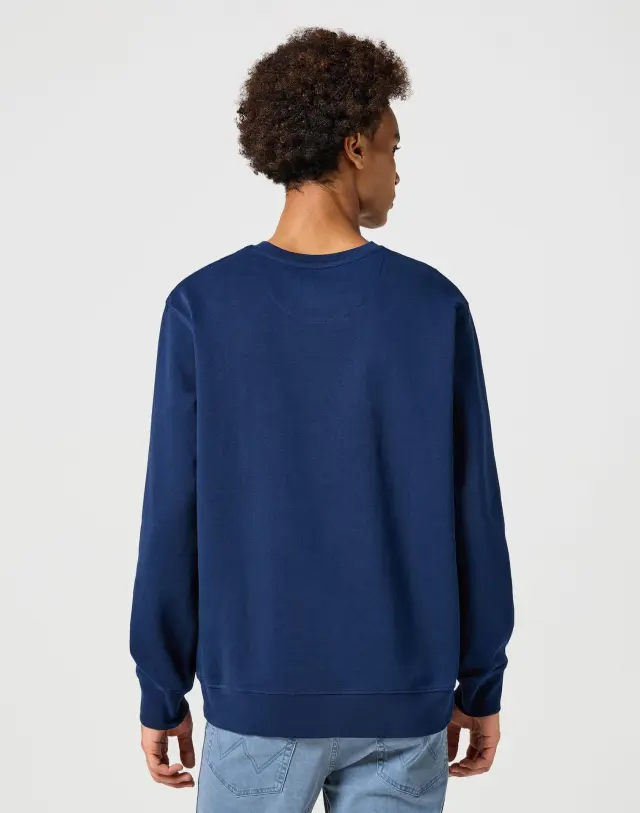 Wrangler Ανδρικό CREWNECK 112357329 Φούτερ Βαμβακερό Regular-Fit – Navy Blue - M 2