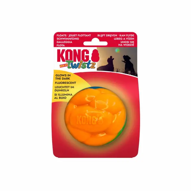 Kong - Twistz High-Viz Ball - High-Visibility Colors - &Oslash;8,5cm - Pet Supplies