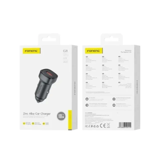 FONENG car charger C21 18W 1xUSB QC3.0 Black