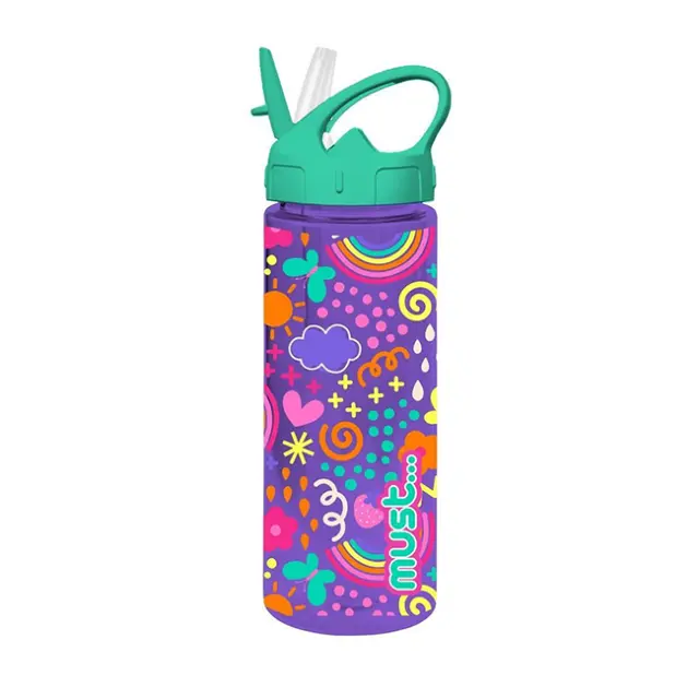 Must Παγούρι Πλαστικό με Καλαμάκι 500ml Rainbow (000585686)