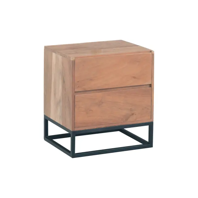 Κομοδίνο NEPAL Μέταλλο/Ξύλο Μαύρο/Φυσικό 50x40x55cm