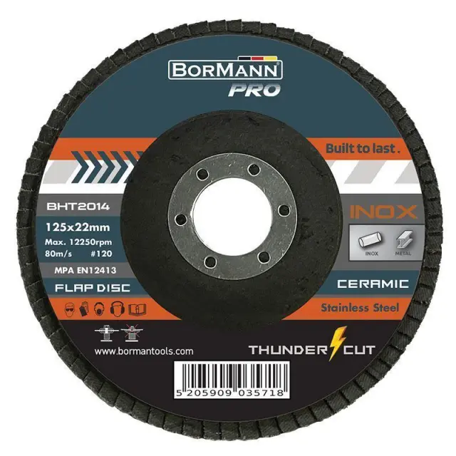 Bormann Pro BHT2014 – Δίσκος Λείανσης ”THUNDER-CUT” Inox με Φυλλαράκια Ceramic Φ125x22 #120 (035718)