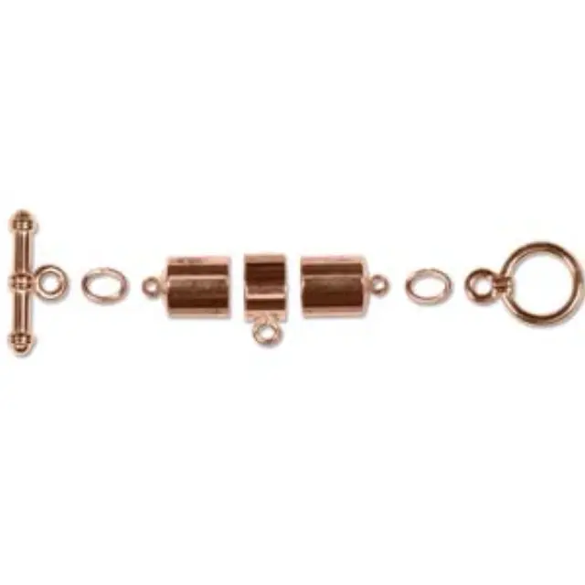 Σετ Ακροδέκτες και Κούμπωμα για Kumihimo - Ø8mm - Barrel - Copper Plated