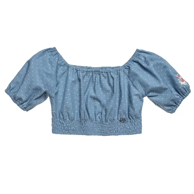 Σετ cropped top με κεντήματα και κορδέλα μαλλιών 2