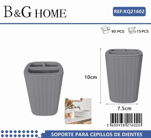 Θήκες οδοντόβουρτσας πλαστικές σε σετ 5Χ - Grey - 21602 2